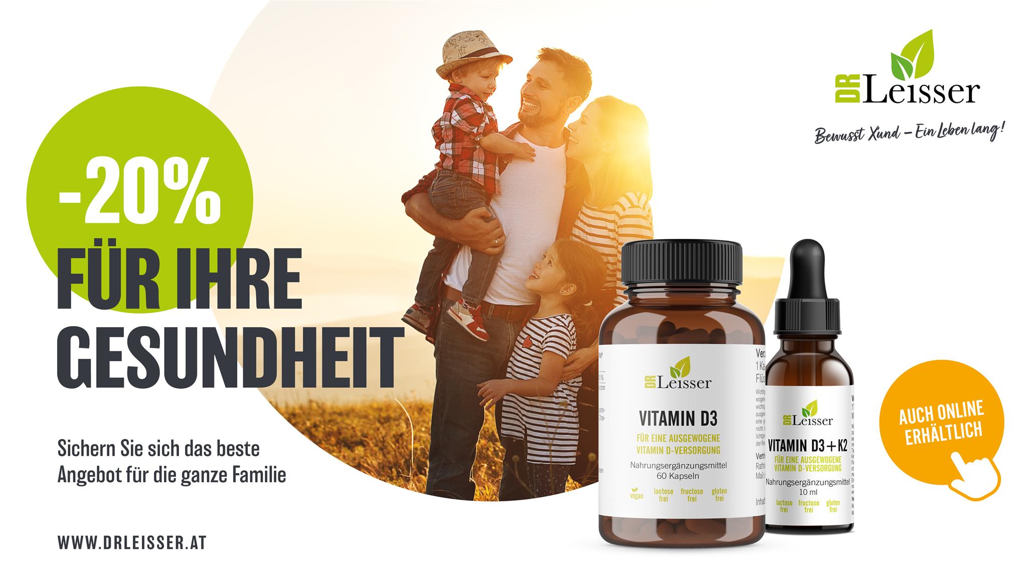 Oktober Aktion mit 20% Rabatt auf Vitamin D3 und Vitamin D3 + K2