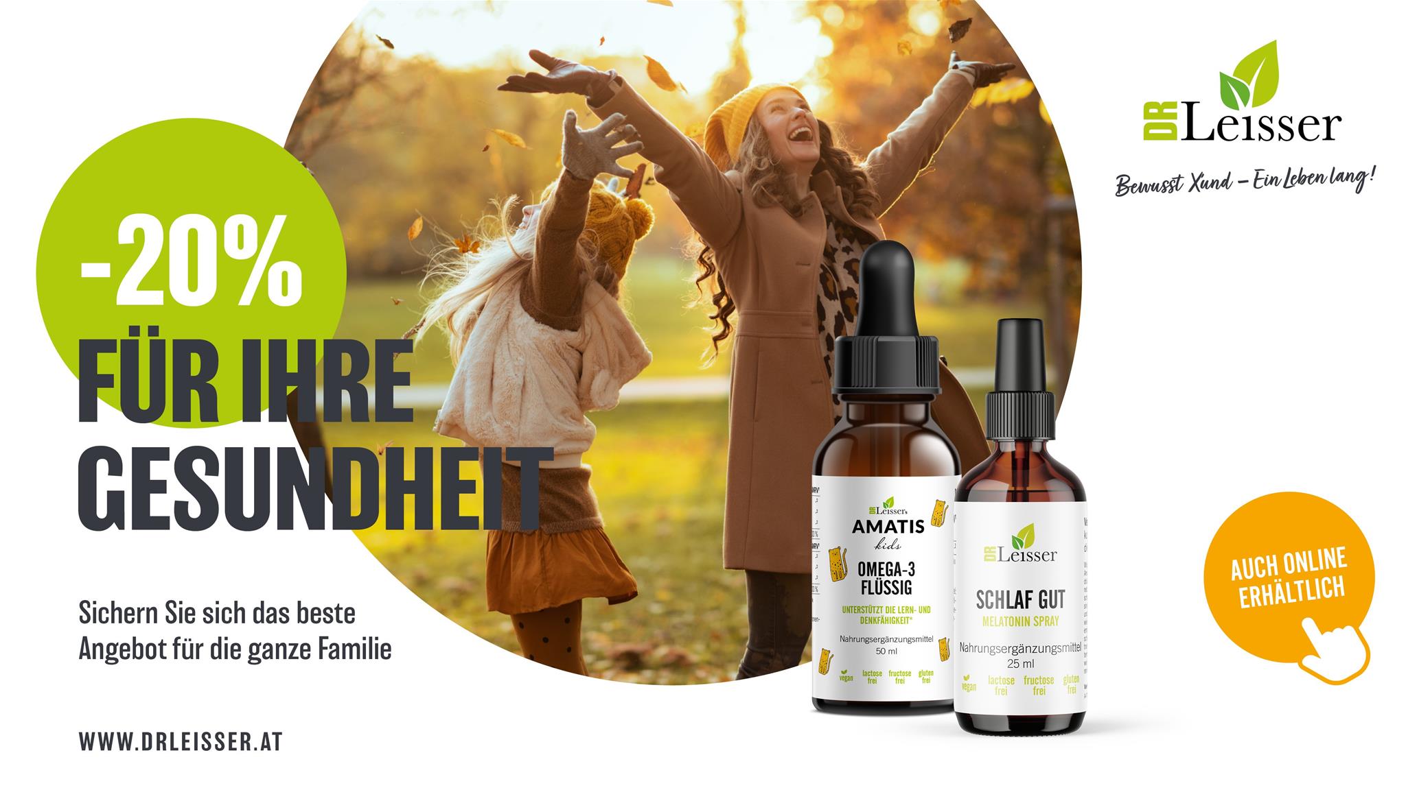 November Aktion mit 20% Rabatt auf Omega-3 Flüssig & Schlaf Gut Melatonin Spray